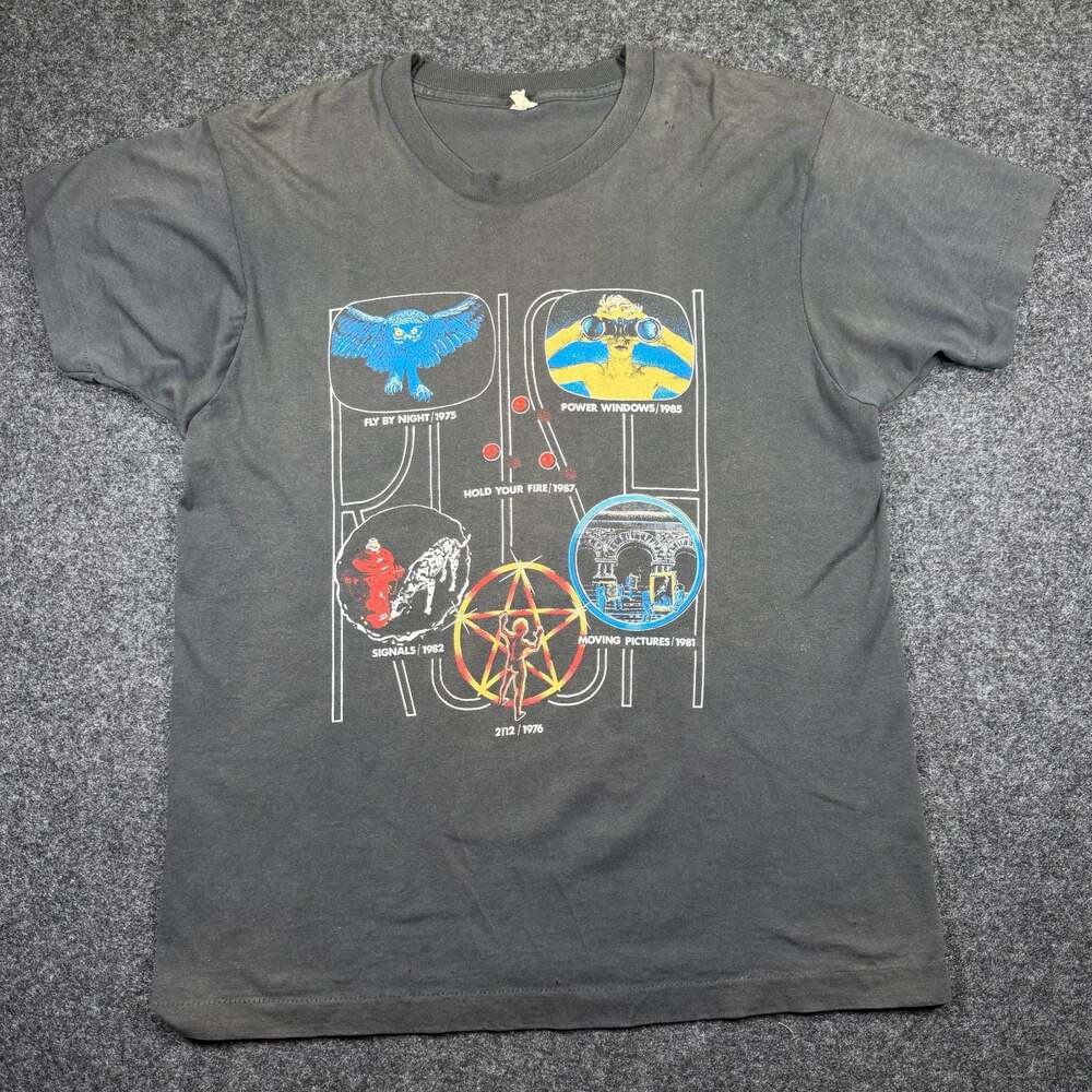 Vintage 1980s Rush Album Discography Graphic T-Shirt